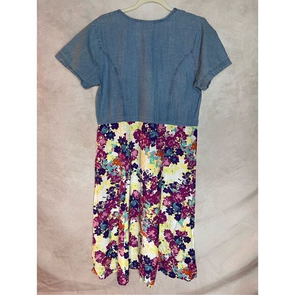 Vintage Denim Jumper Style Dress Floral - Picture 4 of 4
